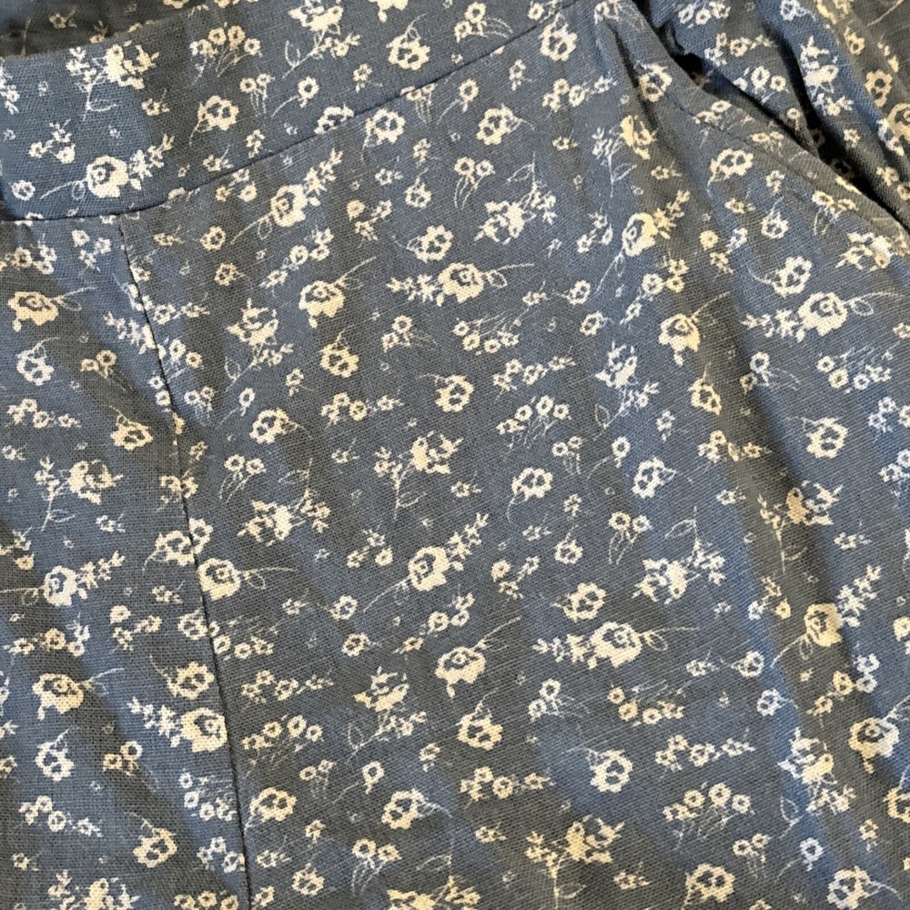 Le Lis Women's Blue Floral Side Zip Crop Wide Leg Pants Small Linen Blend Lined - Picture 3 of 7